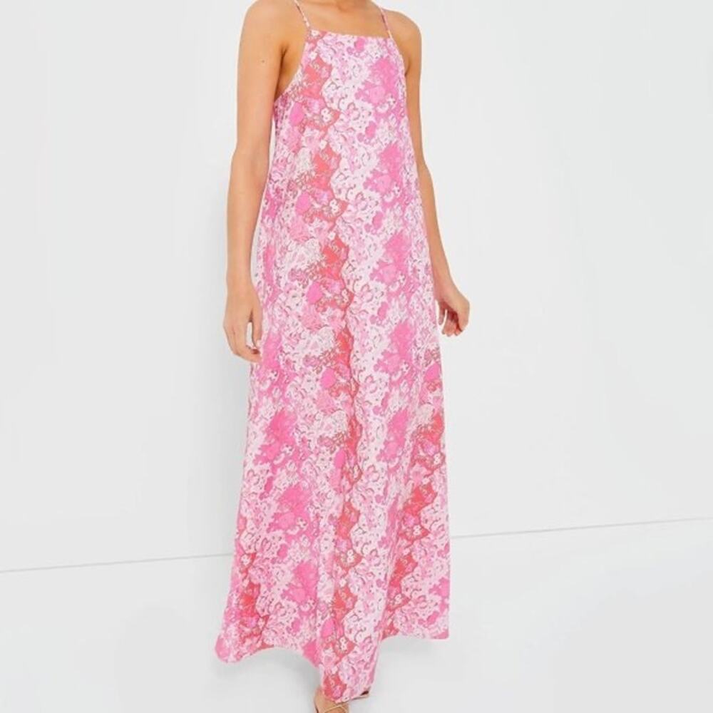 Tuckernuck Hyacinth House Lillie Maxi Dress Pink Red Floral